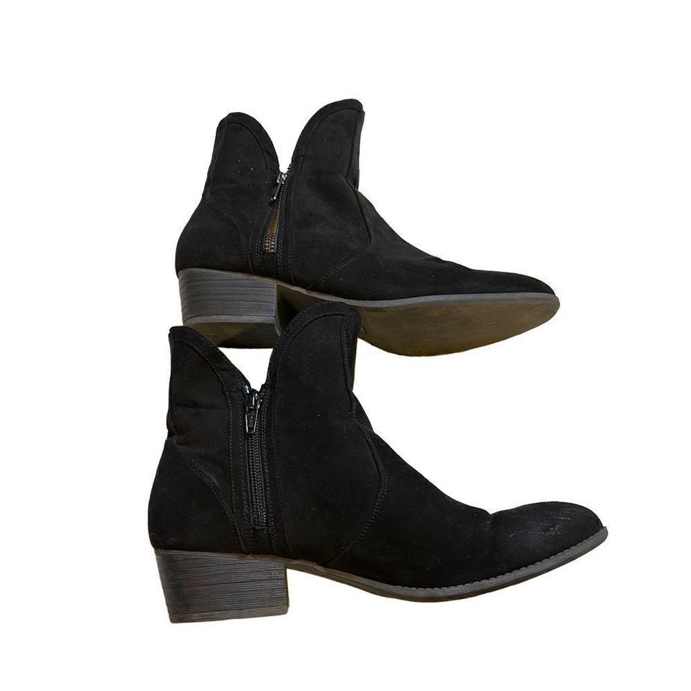 Makalu Women's Black Fabric Zip Ankle Boots Size 8.5